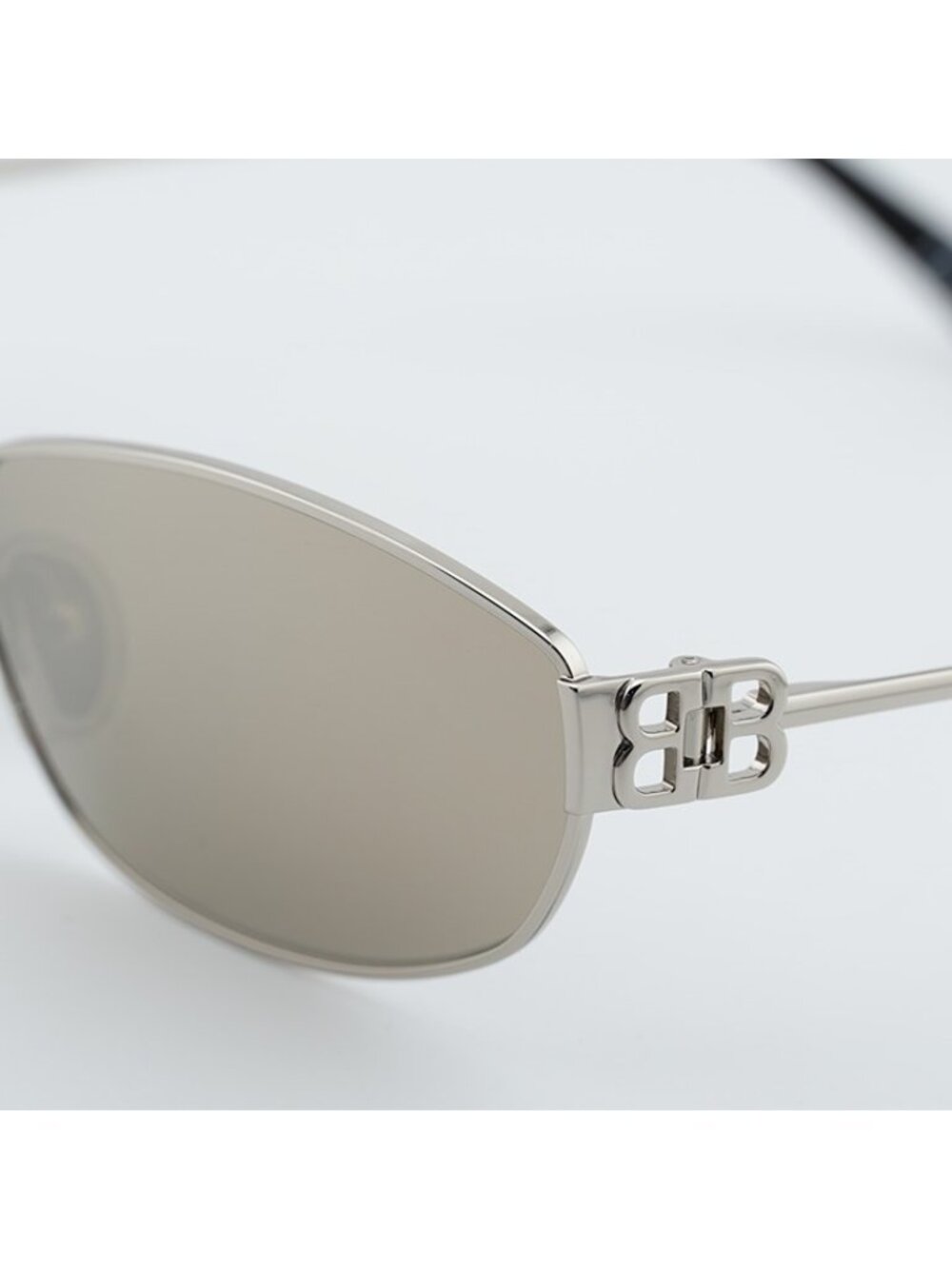 Balenciaga BB0336S 006 Unisex Sunglasses Silver Oval Frame, Mirror Lenses - Picture 10 of 11